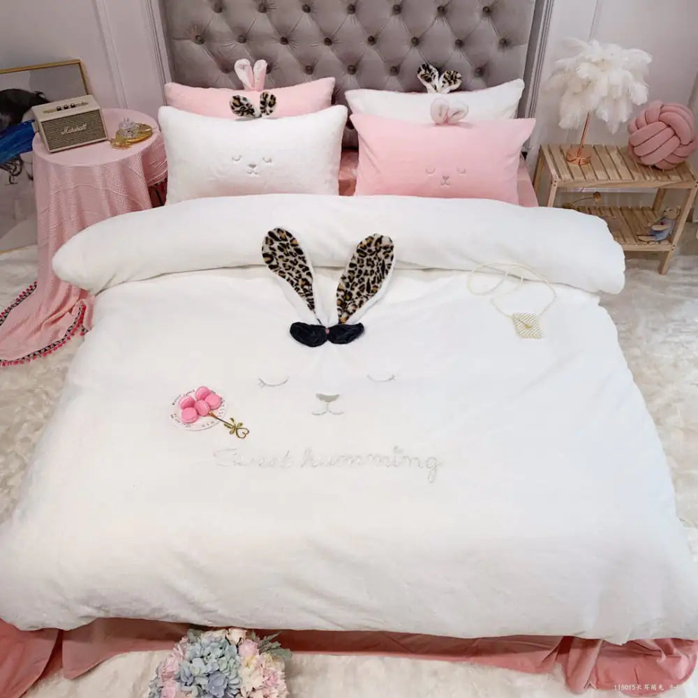 Longeared Cute Rabbit Series Bow Hair Ball Set (4pcs)