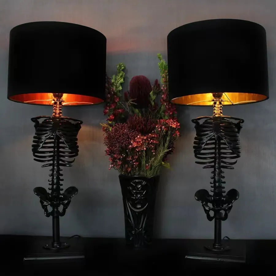 Antique Gothic Skeleton Lamp