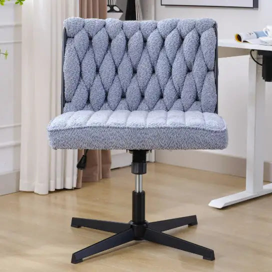 Blue Armless Stationary Desk Chair