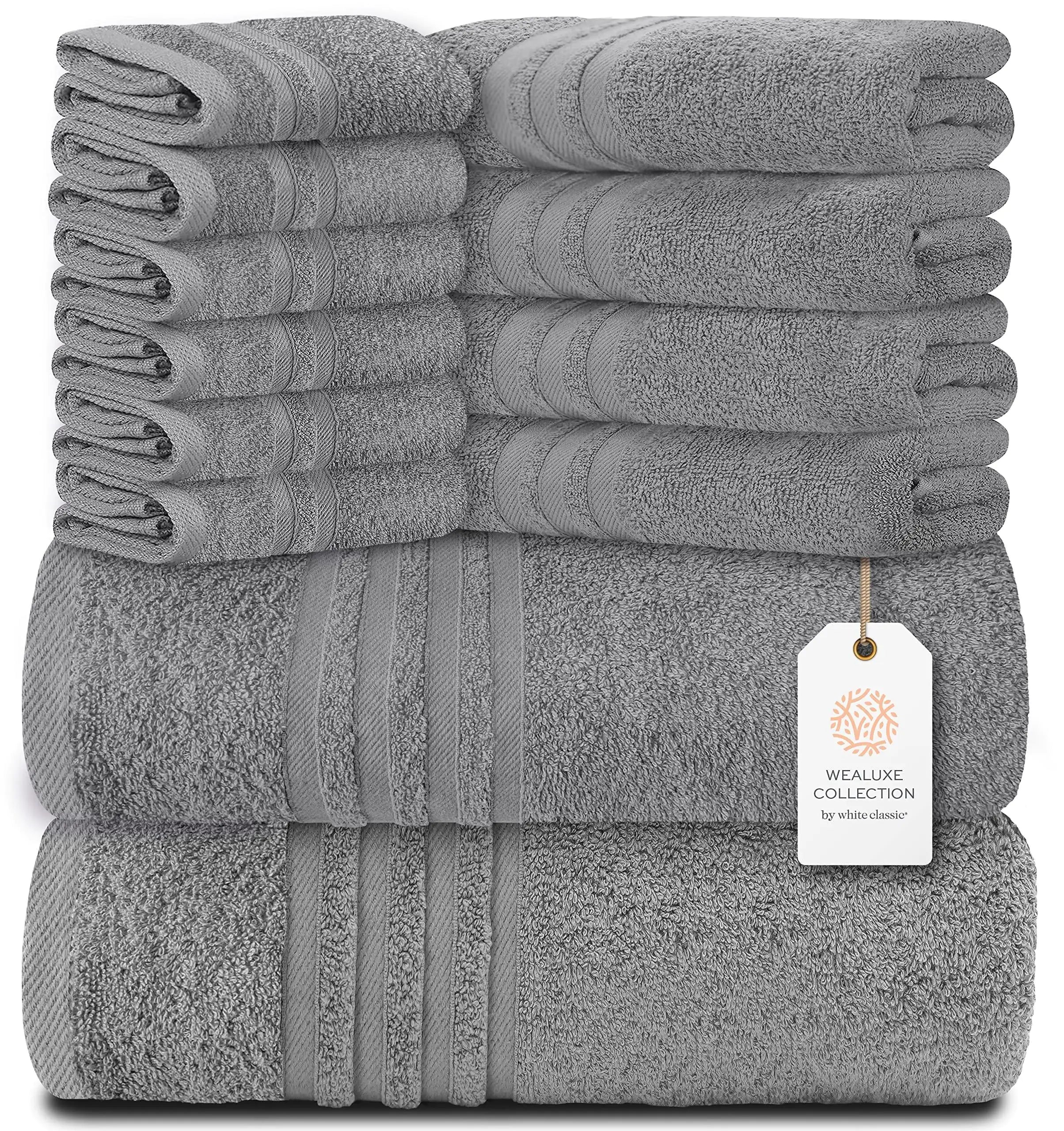 12 Pcs Bath Towel Set, 100% Cotton