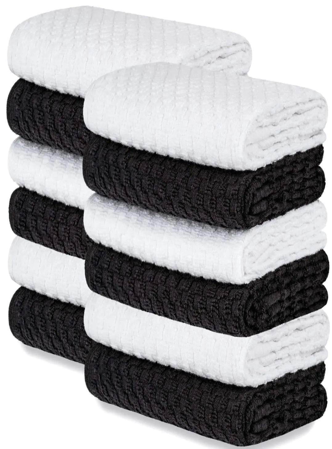 12 Pack Cotton Kitchen Towels, 15x26 In Black White
