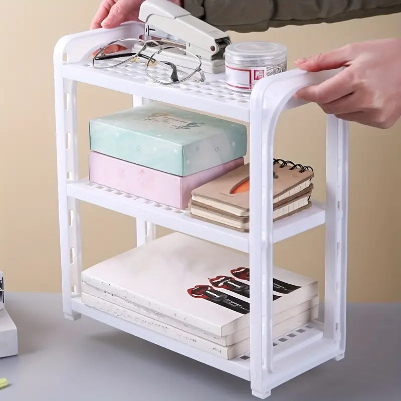 Three-Layer Adjustable Bathroom Cosmetic Storage Rack