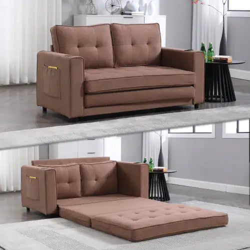 3-in-1 Upholstered Futon Sofa Convertible Sofa Bed