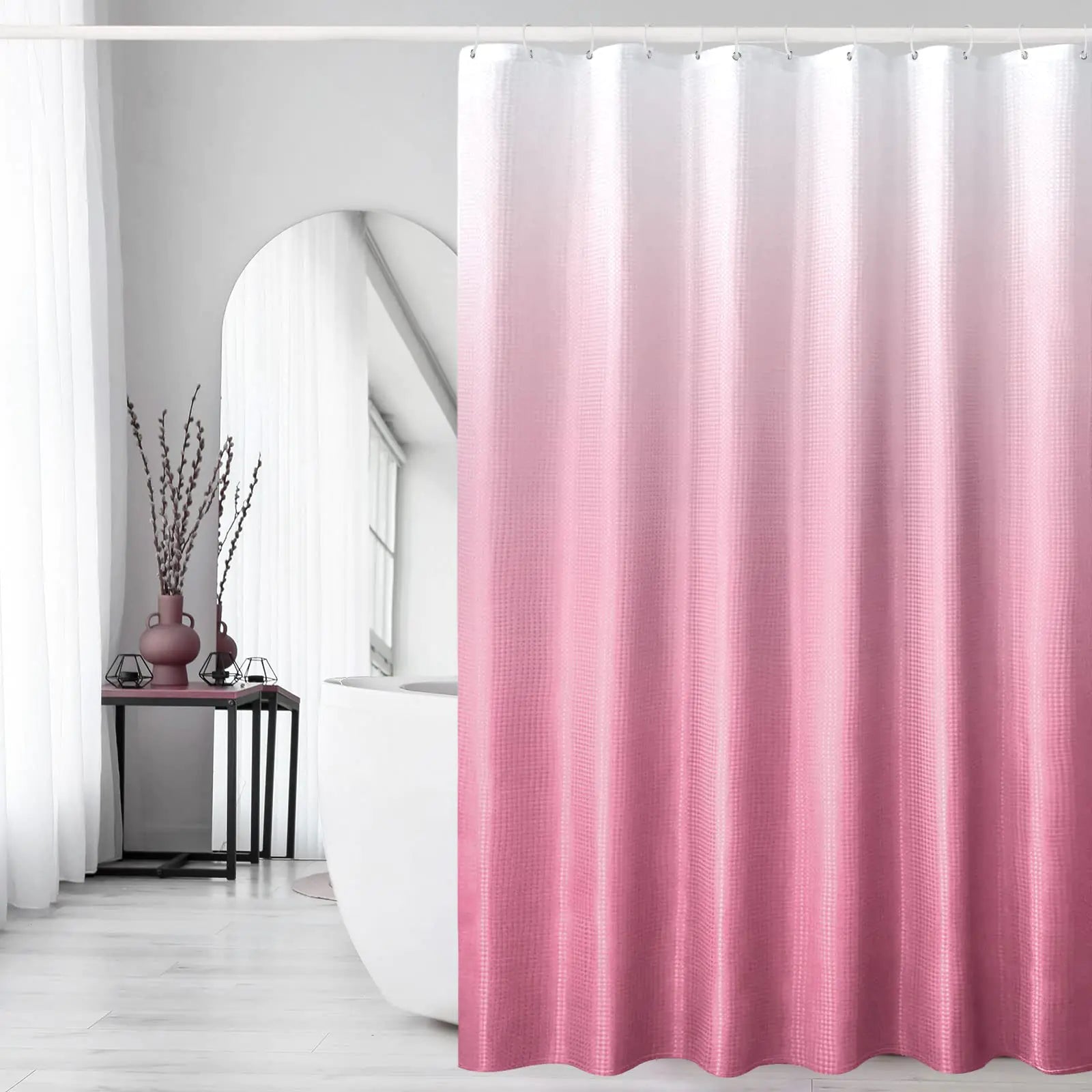 Gibelle Pink Shower Curtain Ombre Fabric Shower Curtains