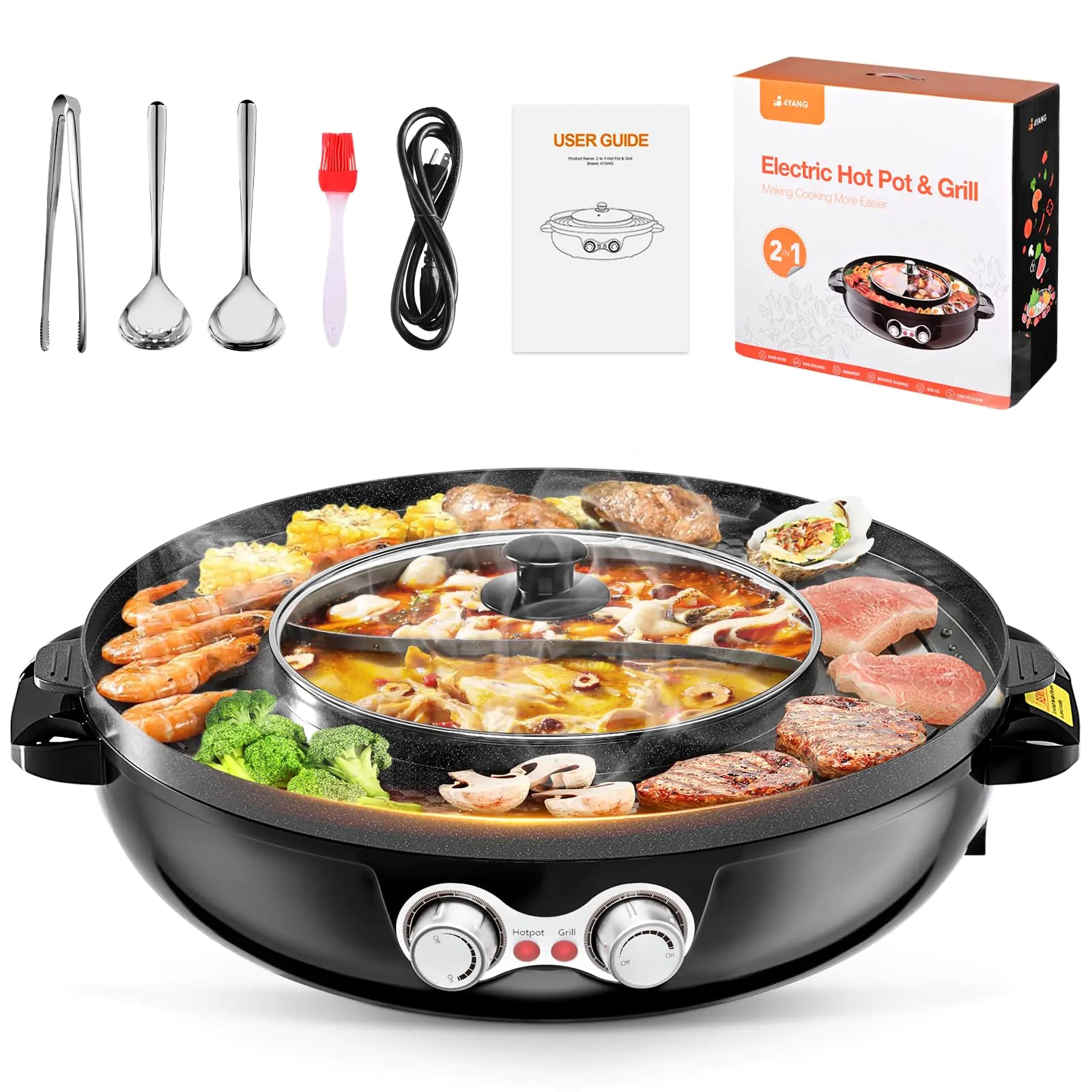 Electric Smokeless Grill and Hot Pot 2000W