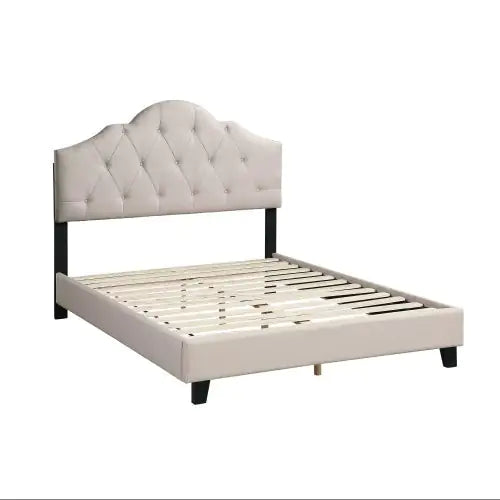 Modern Queen Bedframe with Adjustable Tufted Headboard