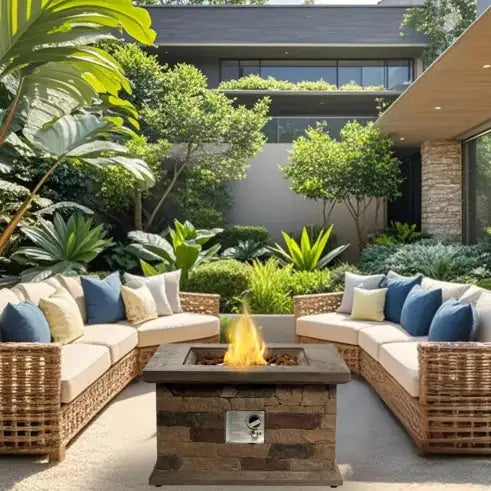 Outdoor Propane Fire Pit Table 28-inch Imitation