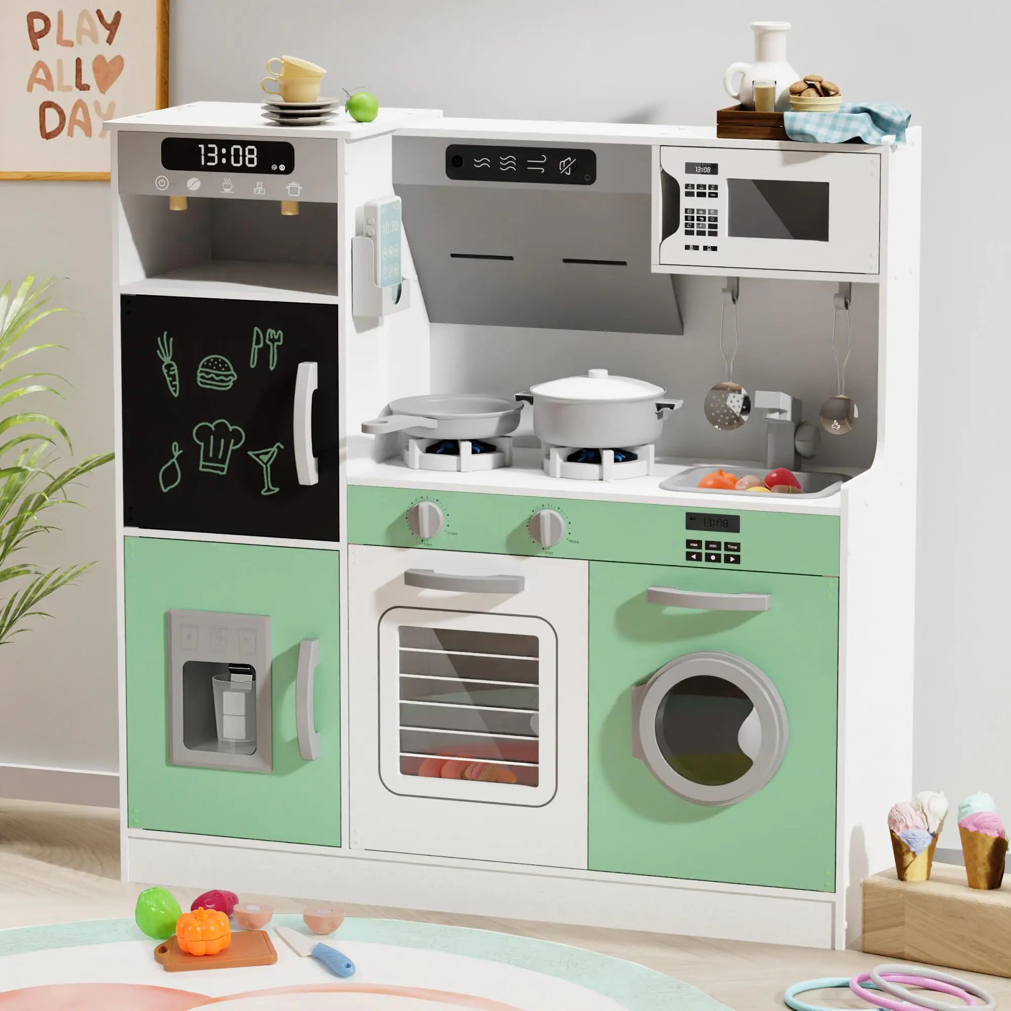 BIERUM Play Kitchen with Realistic Lights & Sounds