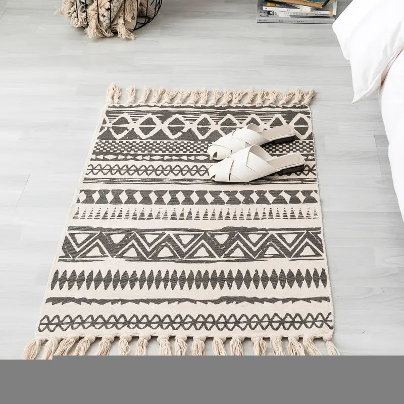 Nordic Vintage Cotton Linen Tufted Area Rug