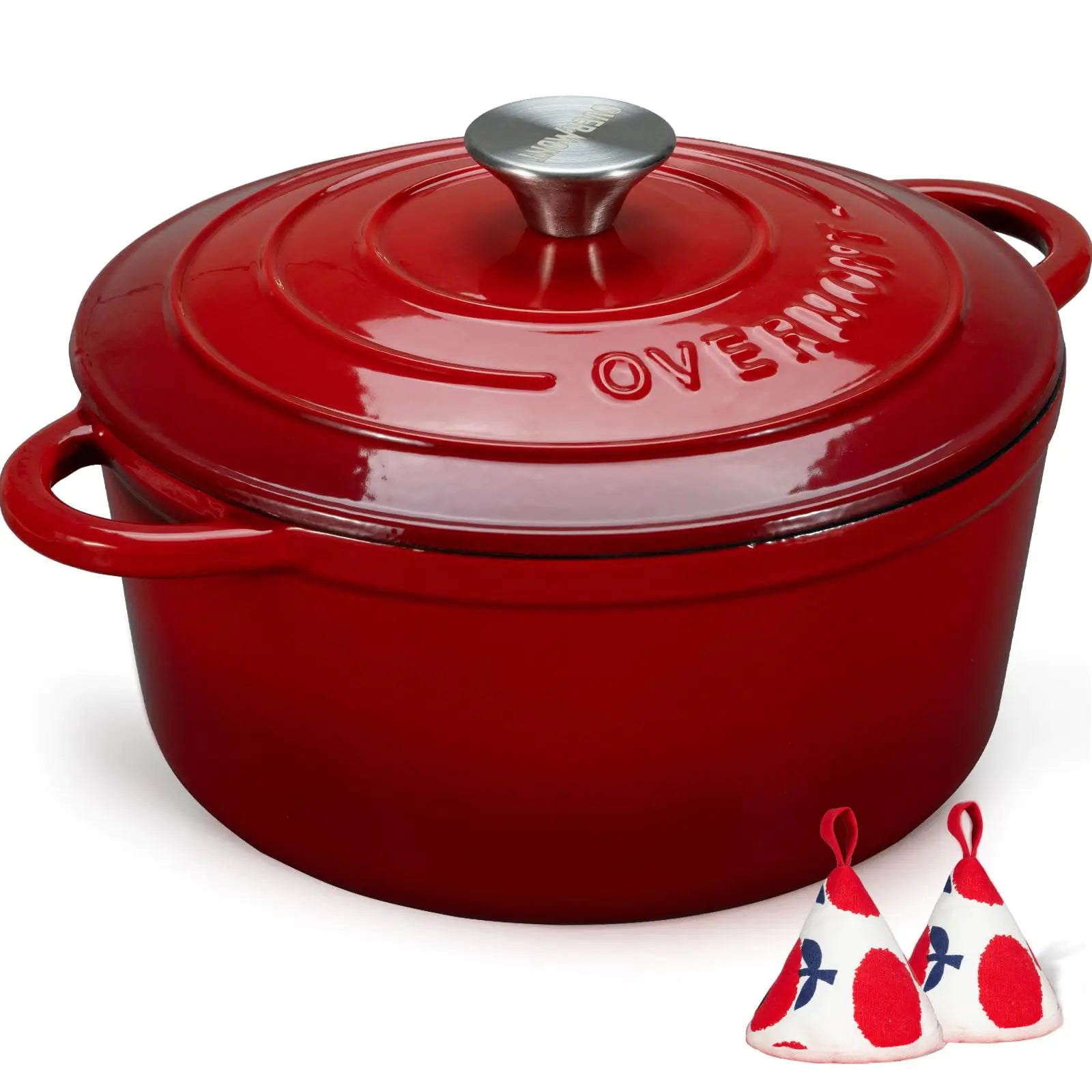 Overmont Enameled Cast Iron Dutch Oven - 7QT