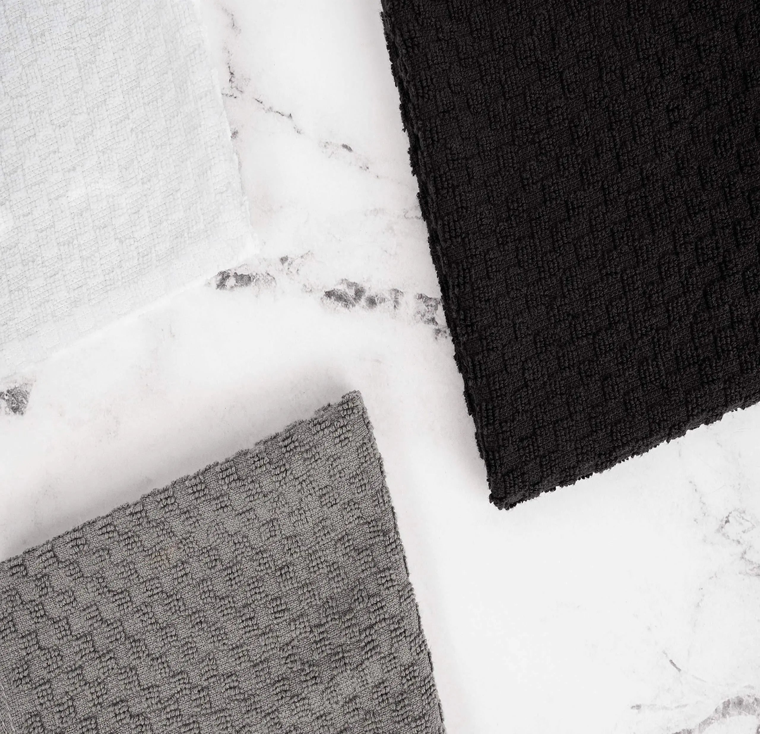 12 Pack Cotton Kitchen Towels, 15x26 In Black White