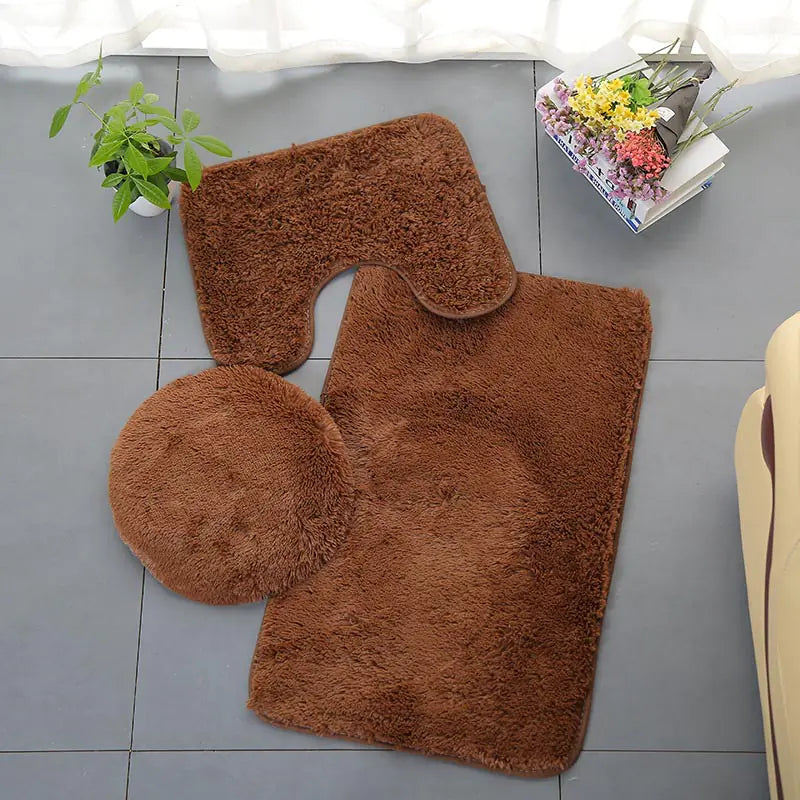 New Home Bathroom PV Velvet Toilet Seat Mat Set