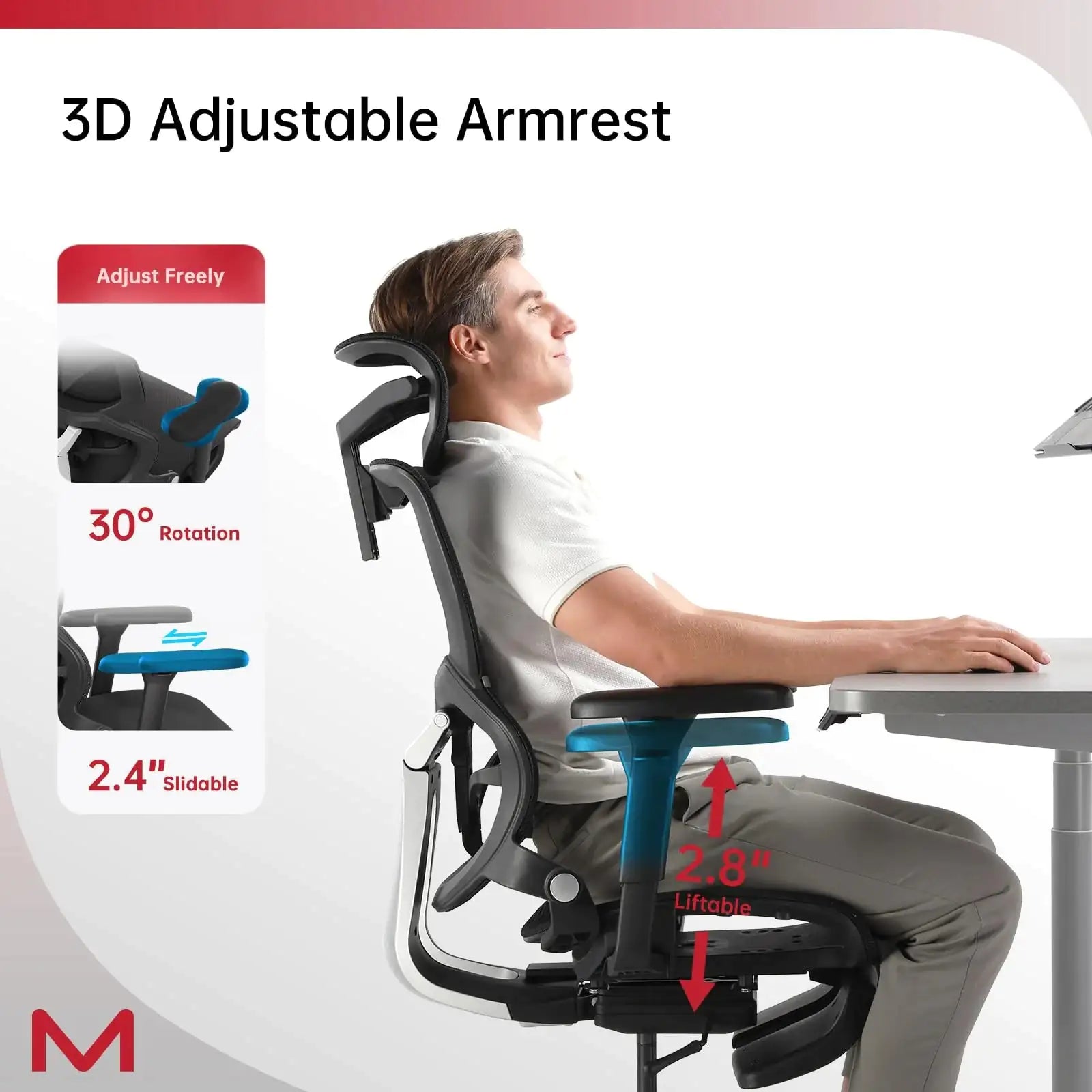 Ergonomic Office Chair With Footrest, Tilt Mesh Computer Chair