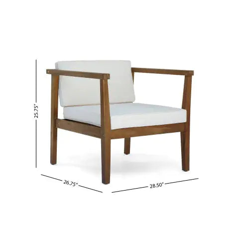 Outdoor 4-Seater Acacia Wood Chat Set With Coffee Table