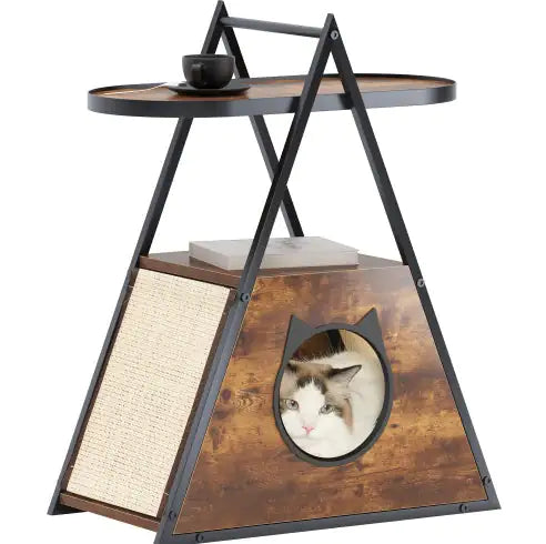 Wood Cat Condo Black Vintage Pet Furniture