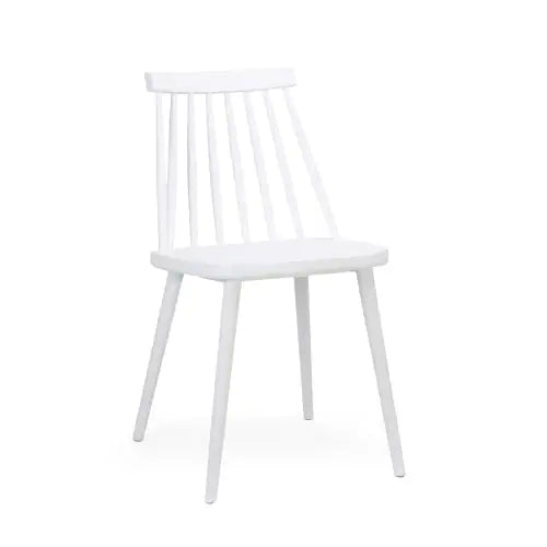Farmhouse Spindle Back Dining Chairs, Set Of 2, White