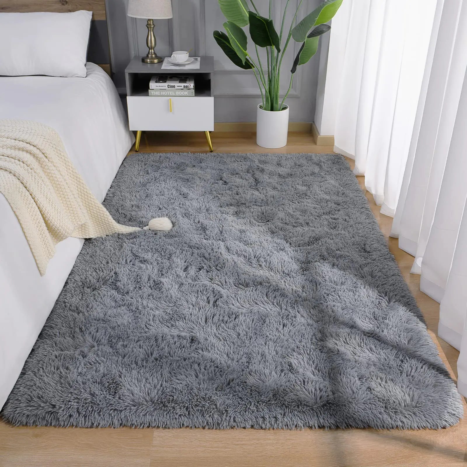 AROGAN Plush Gray Shag Rug 3x5 - Soft Luxury Indoor Area Rug
