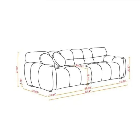 Marshmallow Sofa, 3 Seater, Black BOUCLE