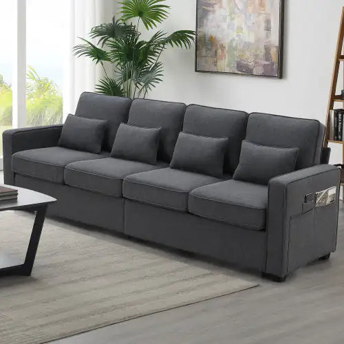 Seater Modern Linen Fabric Sofa