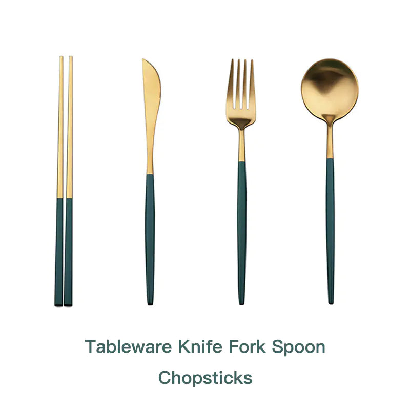 304 Stainless Steel Portuguese Tableware Set (Green)