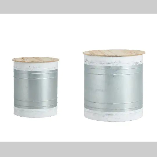 Farmhouse Rustic Metal Accent Cocktail Table, Set Of 2