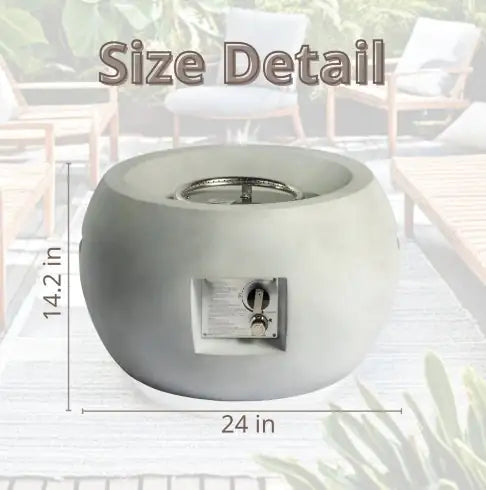 Sleek 24-inch Outdoor Fire Pit with Lava Rocks