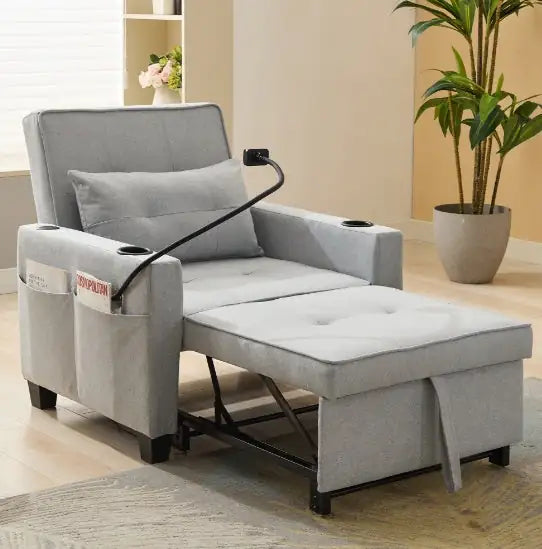 Futon Chair Convertible Bed, 3-in-1 Pull Out Sleeper