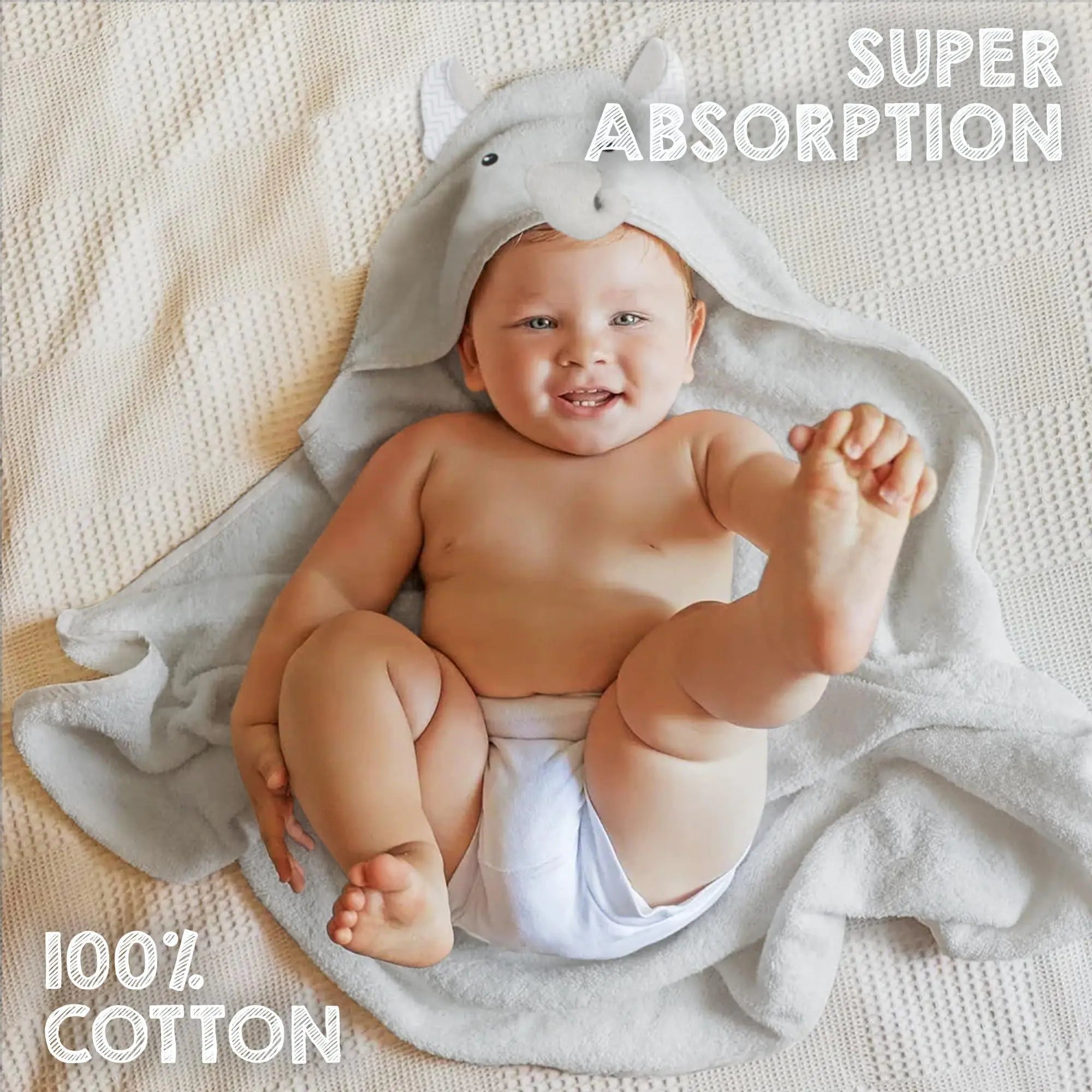 Hooded Baby Towels 33x33 Inch with Elephant Face