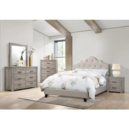 Modern Queen Bedframe with Adjustable Tufted Headboard