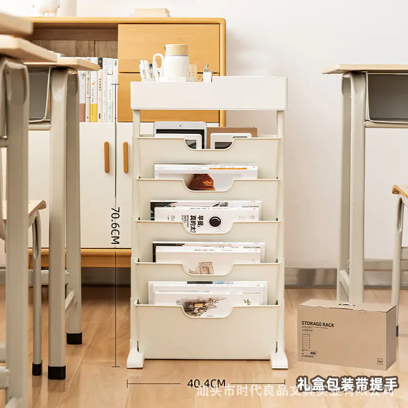 Mobile Plastic Desk Edge Bookshelf and Organizer