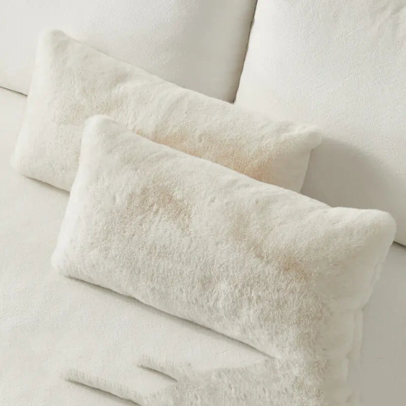 Double-Sided Rabbit Hair Waist Sofa Pillow
