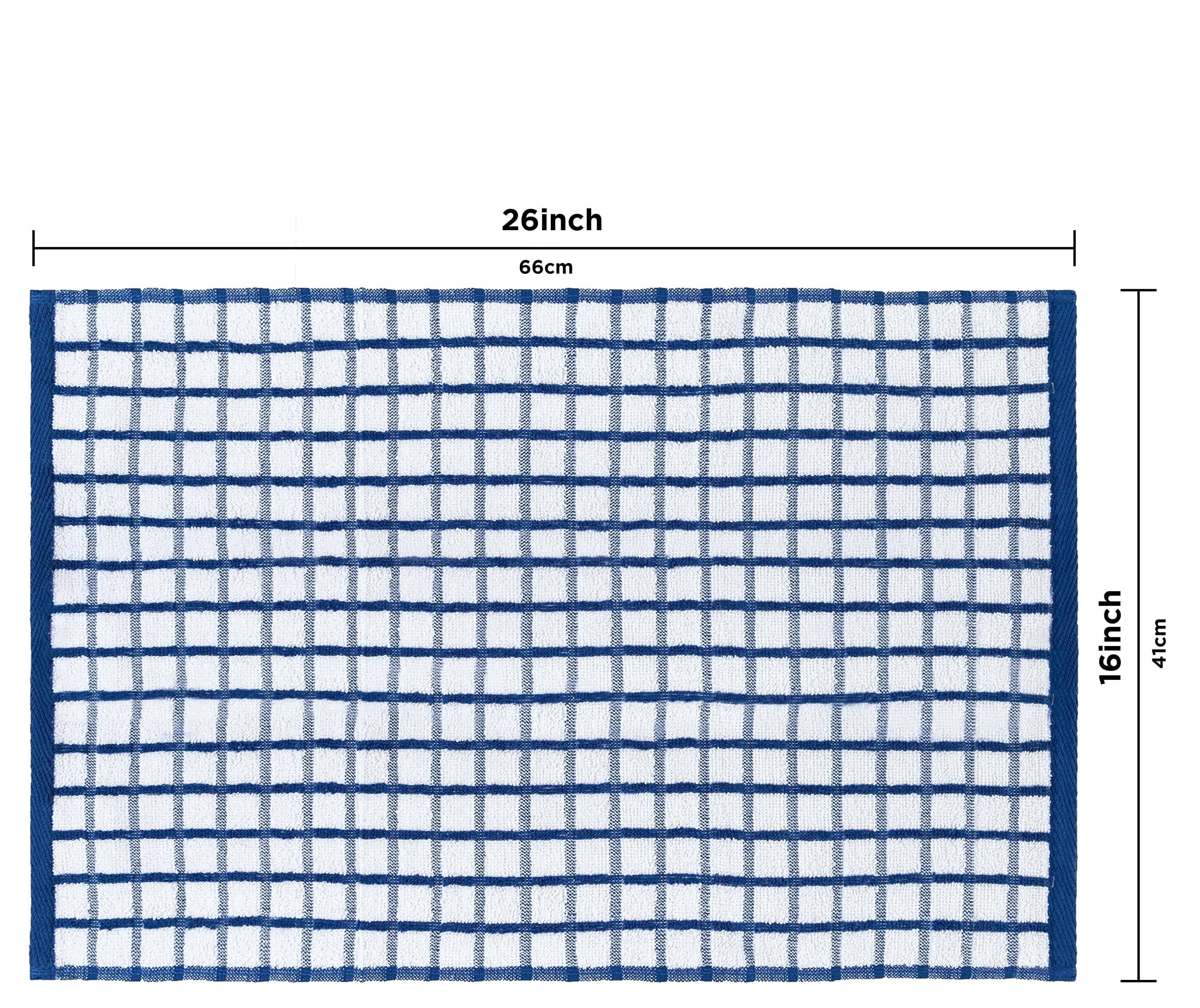 Premium Dish Towels with Hanging Loop 8 Pack 16x26in Blue