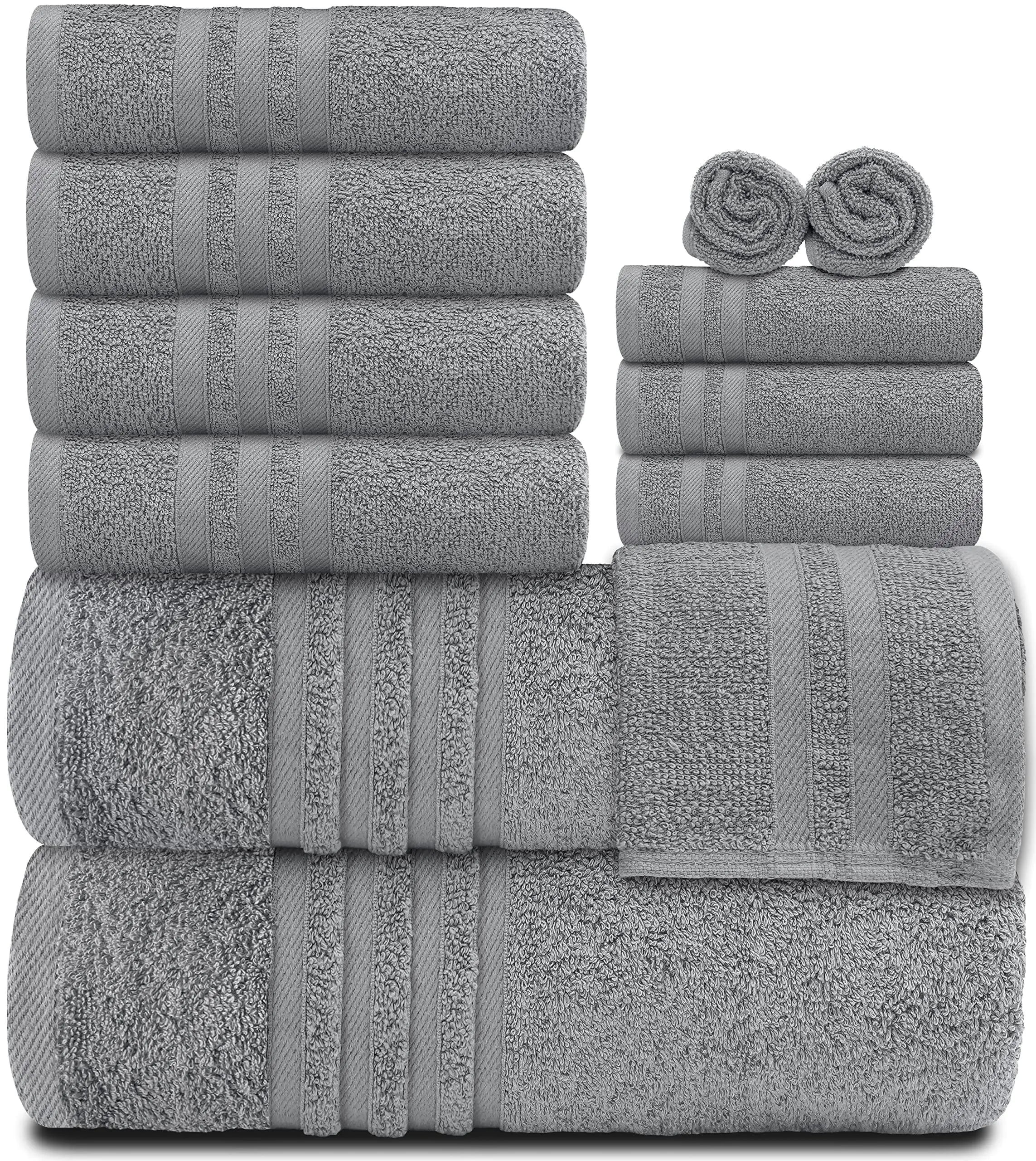 12 Pcs Bath Towel Set, 100% Cotton