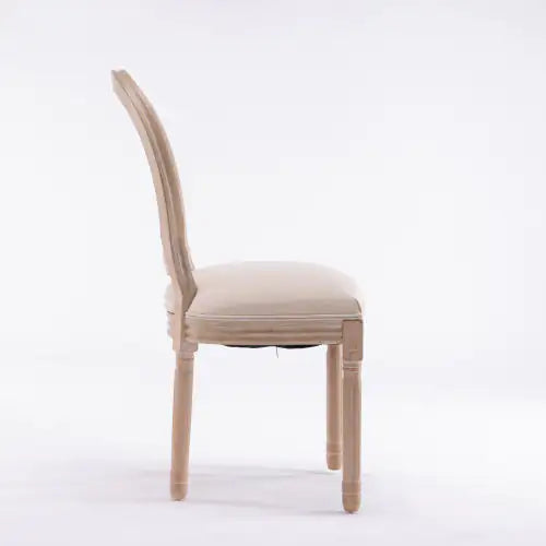 2 Solid Wood Frame Linen Fabric Oval Back Dining Chairs