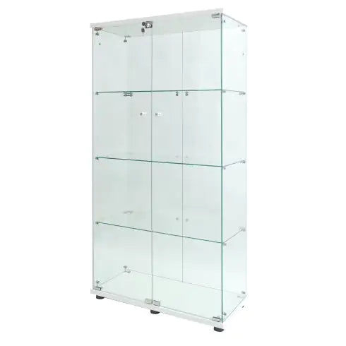 Two-door LED Lights Glass Display Cabinet, 4 Shelves