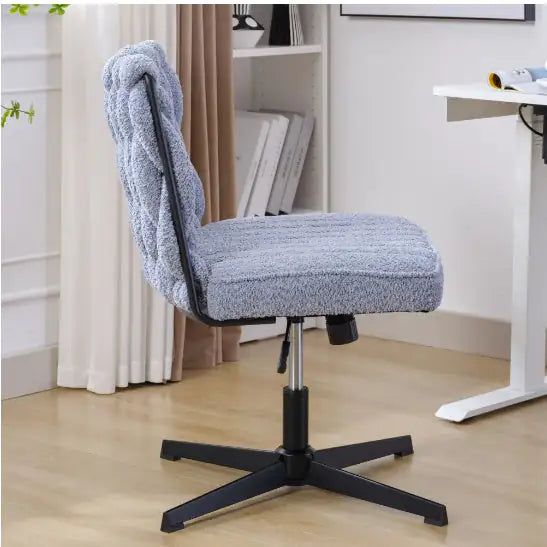 Blue Armless Stationary Desk Chair