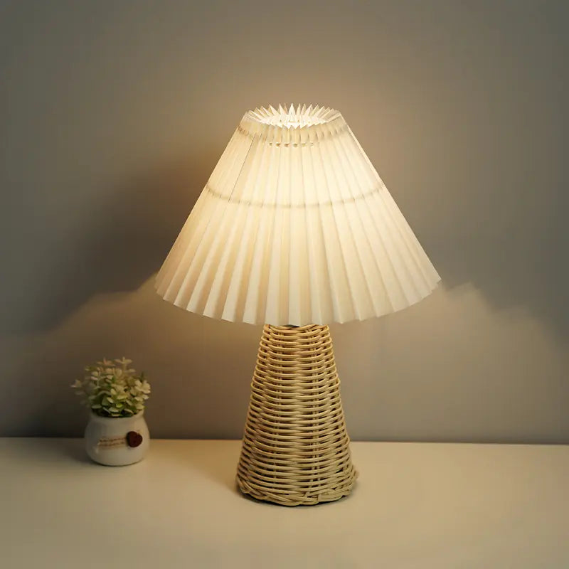 Scandinavian Pleated Bedroom Lamp with LED