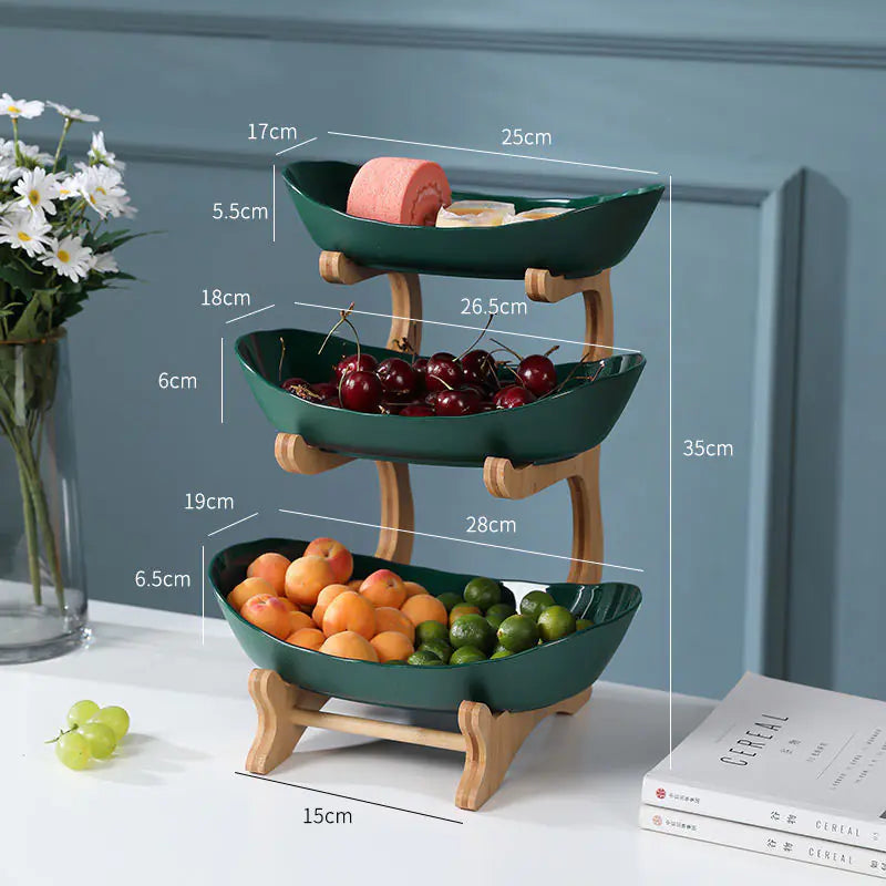 Elegant Multi-Tiered Fruit and Snack Stand