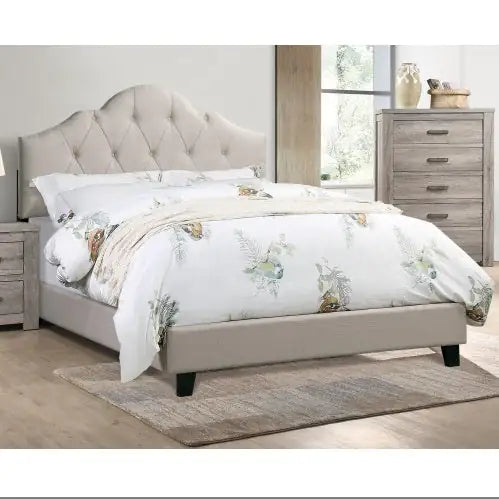 Modern Queen Bedframe with Adjustable Tufted Headboard
