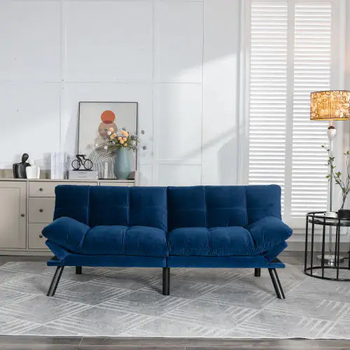 Navy Blue Convertible Folding Modern Sofa Bed