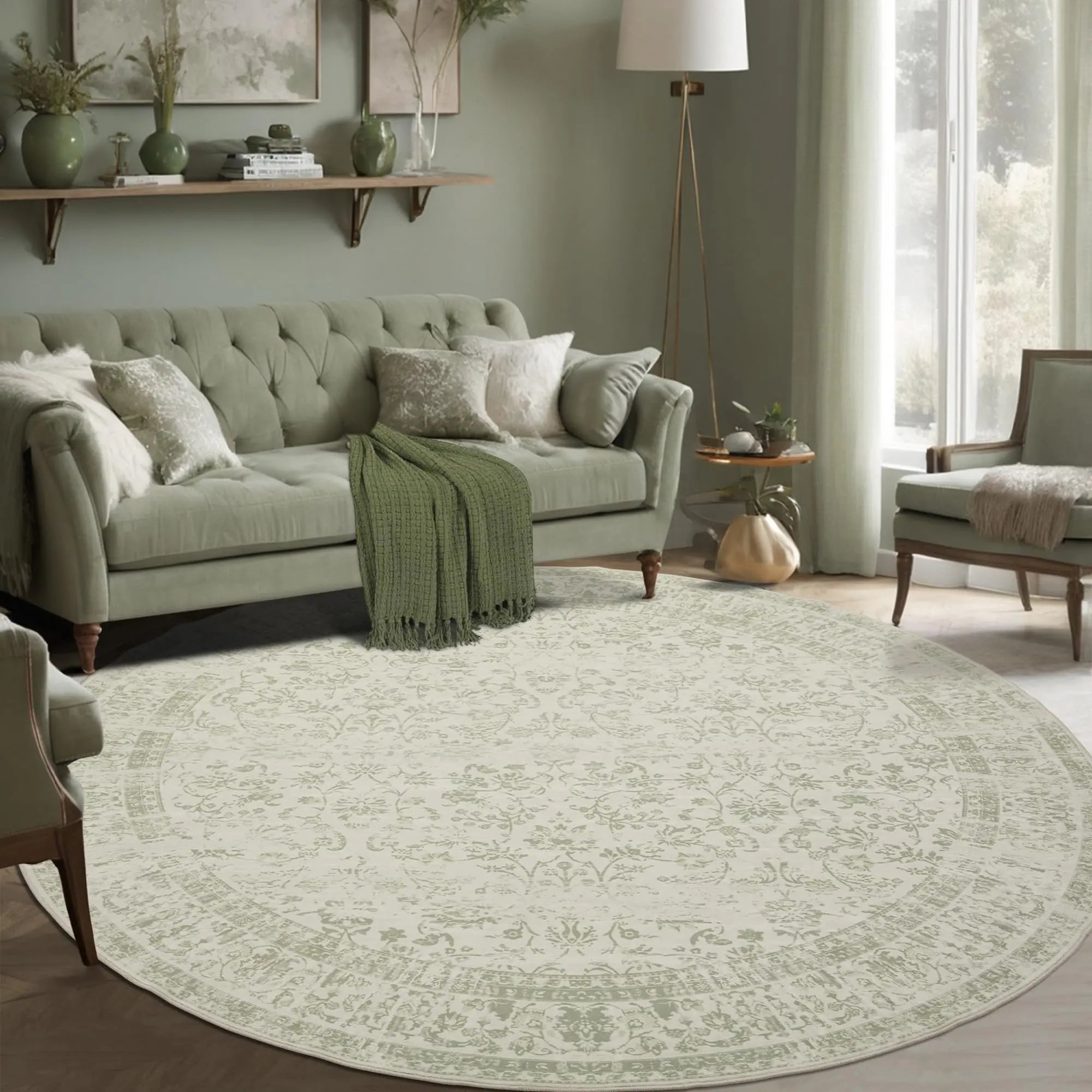 BILEEHOME 6ft Round 6 Round Rug Washable Rug