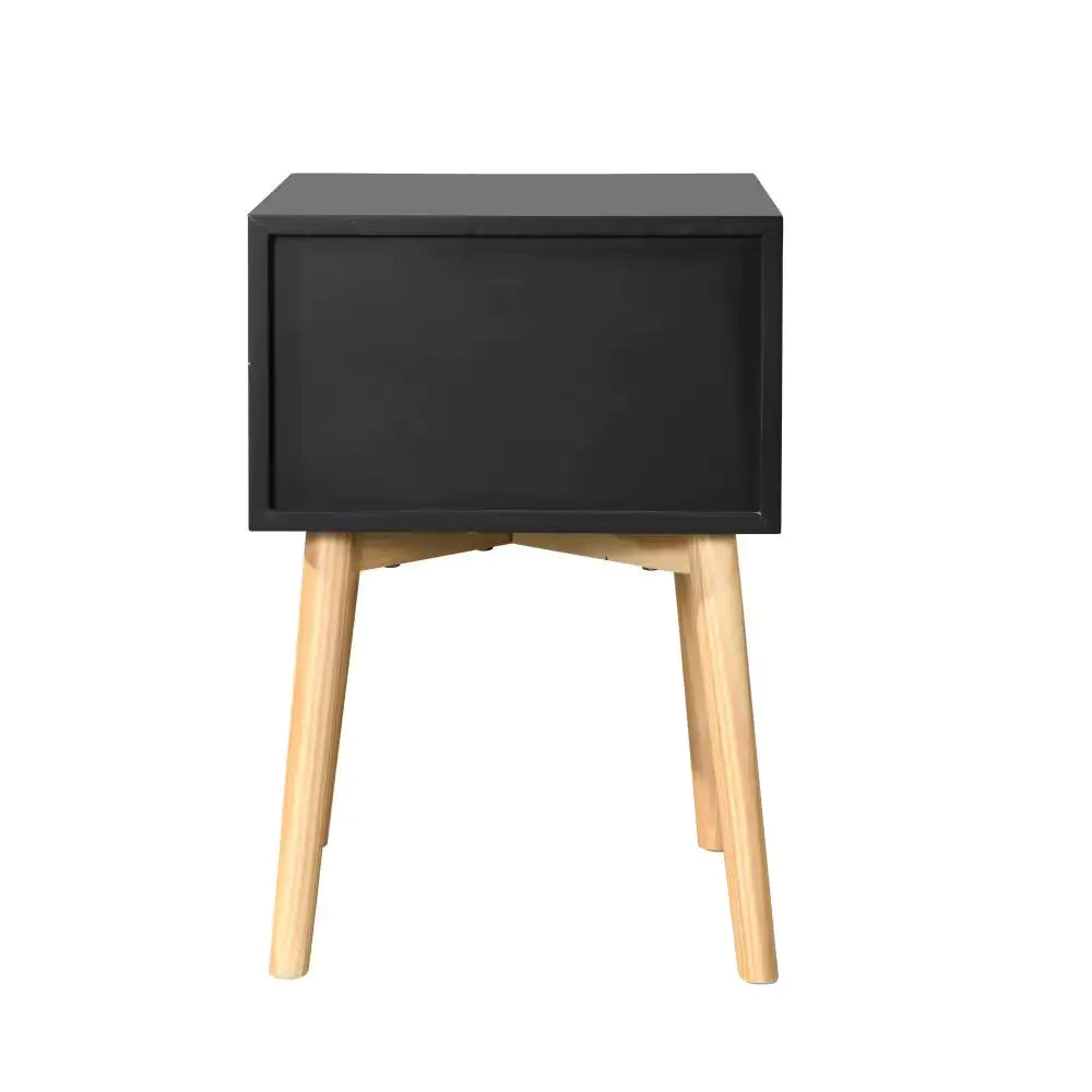 Side Table, With 2 Drawers And Rubber Wood Legs