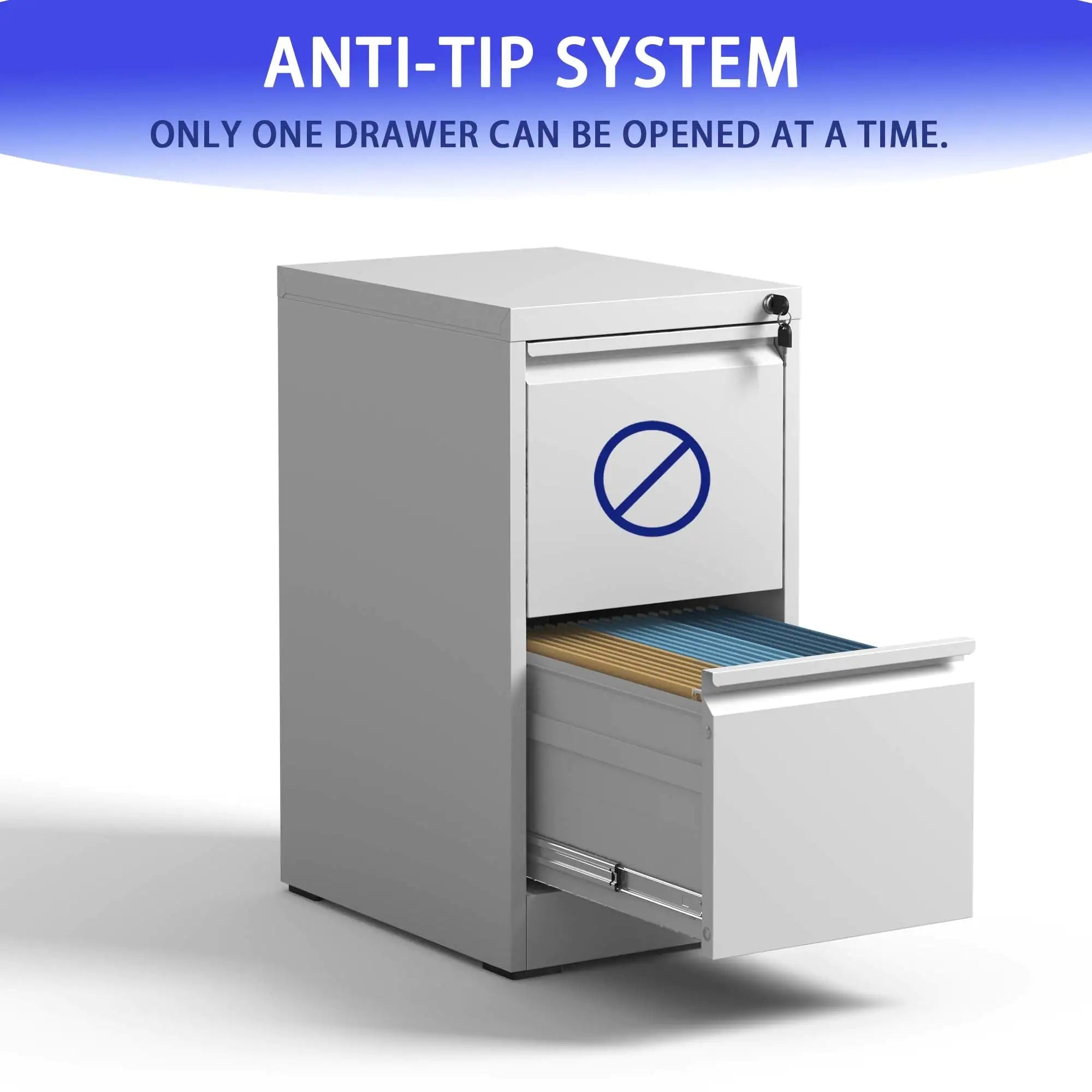 2 Drawer Metal Vertical File Cabinet With Lock