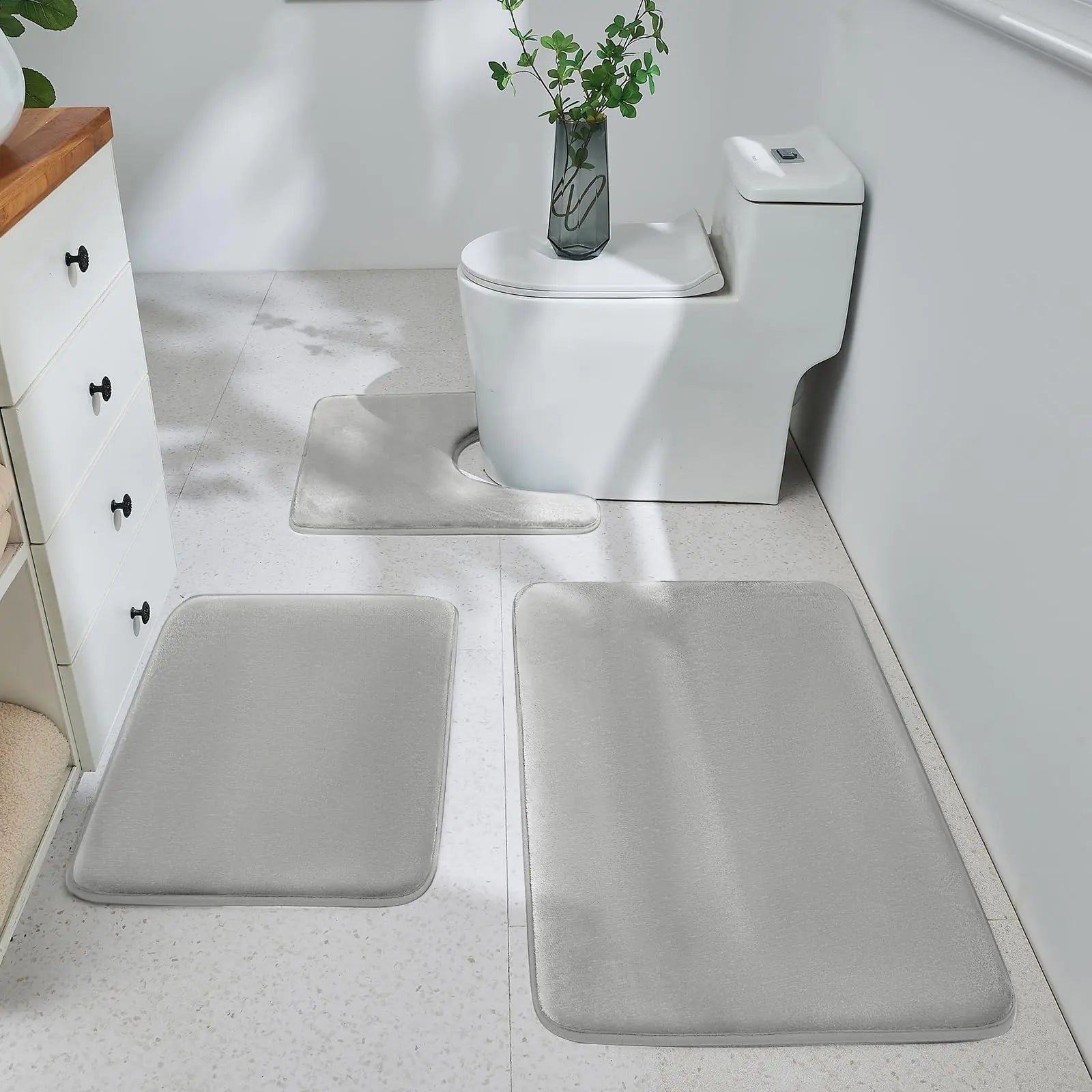 HUXMEYSON Bathroom Rugs Sets 3 Piece