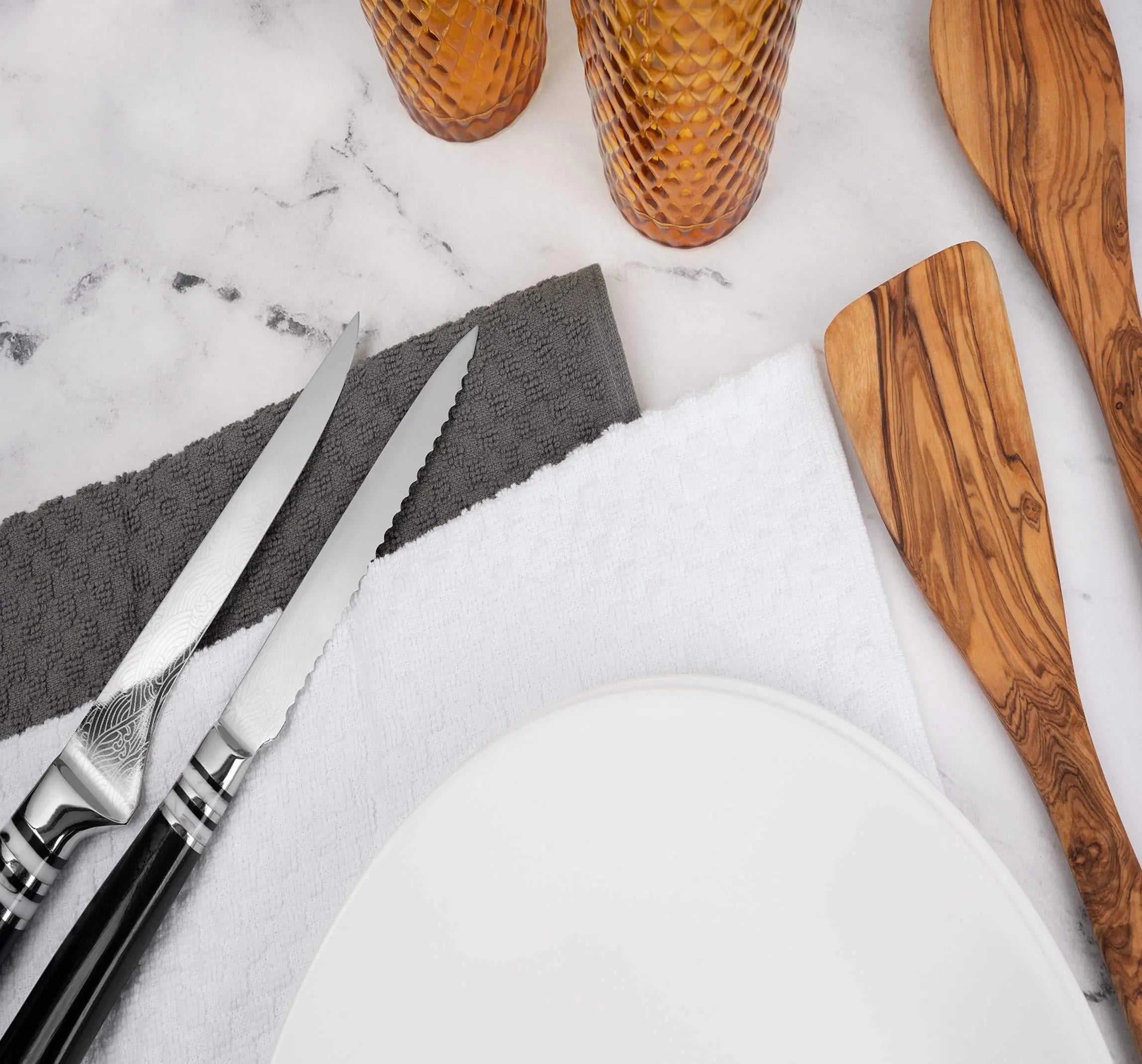 12 Pack Cotton Kitchen Towels, 15x26 In Black White