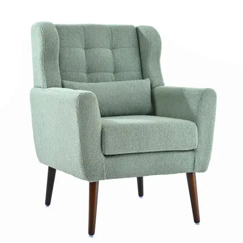 Modern Upholstered Chairs, Teddy Fabric Light Green