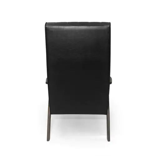 Modern Upholstered Accent Chair, Matte Black Faux Leather
