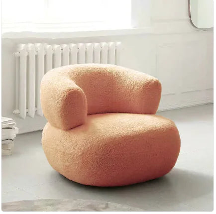 Minimalist Creative Casual White Lambswool Sofa Chair