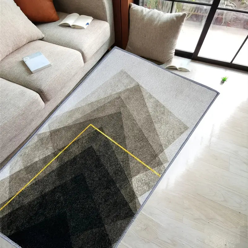 Geometric Abstract Velvet Fabric Rug with TPR Backing