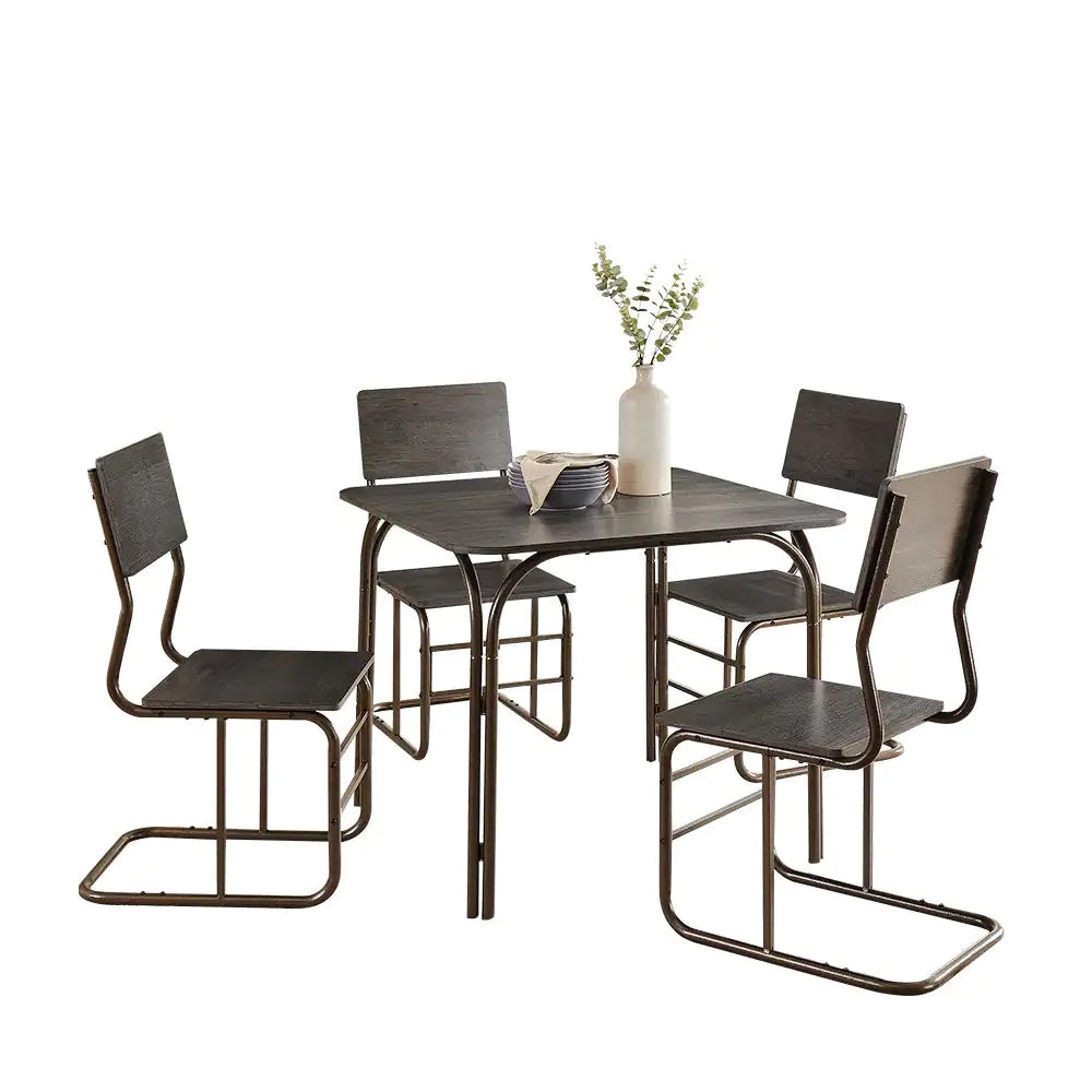 5-Piece Wood Table, 4 Chairs, Modern Dining Table Set